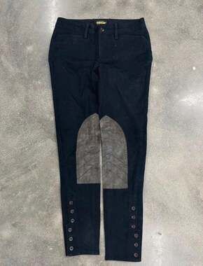 Ralph Lauren Rugby Black Equestrian Riding Pants Knee Patches Ankle Buttons 0